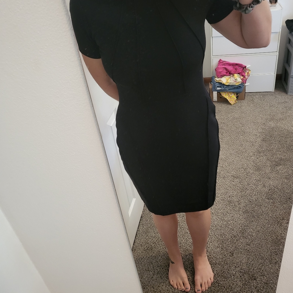 Express Black High Neck Midi Dress